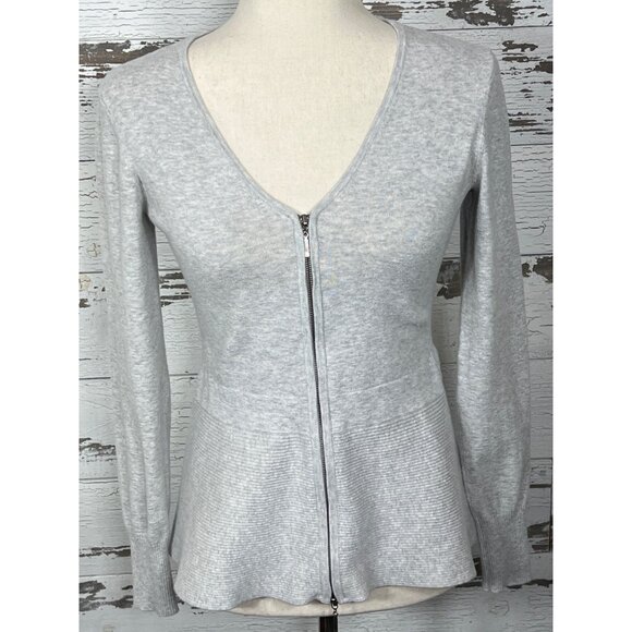 CABI Willow Peplum Cardigan Gray Size XS Style 3005 EUC - Picture 2 of 5
